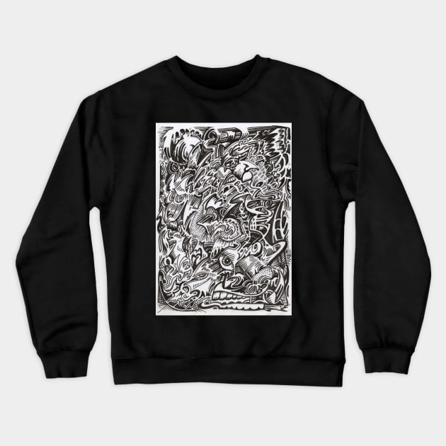 Mind Cascade Ink Drawing Crewneck Sweatshirt by Backbrain